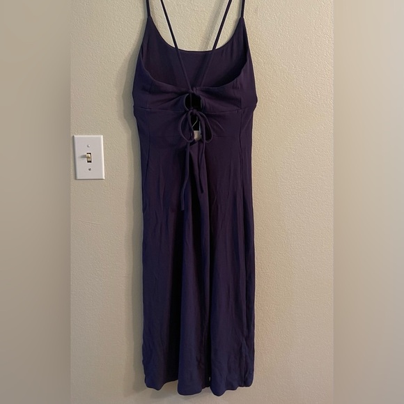 HALARA RIBBED STRAP SQUARE NECK BACKLESS CORSET SPLIT BODYCON MIDI PURPLE - L - Picture 2 of 6